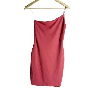Nookie Penelope Mini Dress Persimmon Pink One Shoulder Mini Dress Size S